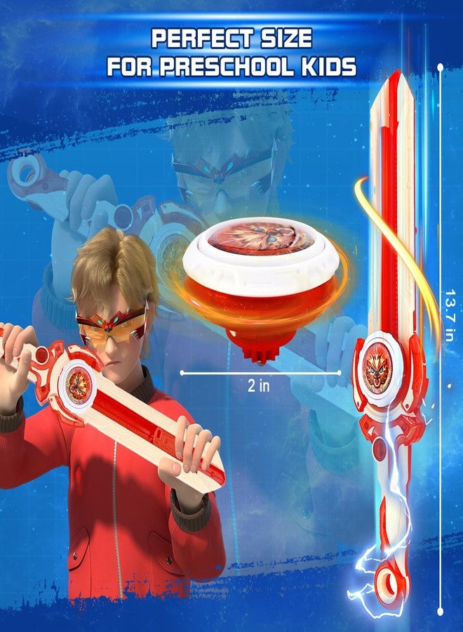 INFINITY NADO Mini Nado Sword for Beginners, Spinning Top and Sword Launcher Battle Set Toys for Kids, Battle Brust Top Toys for 5 6 7 8 9 Year Old Boys, Red - Image 4